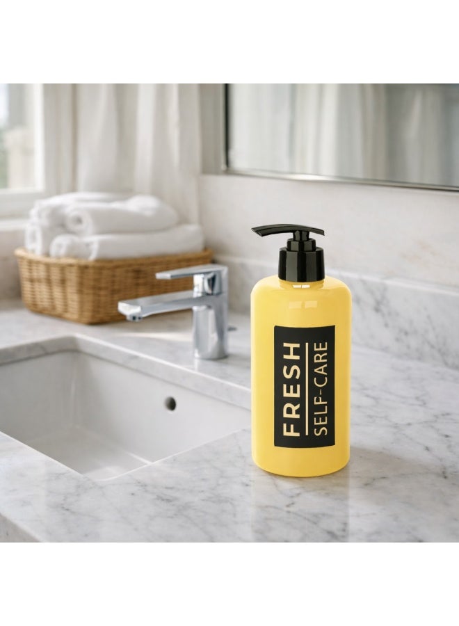 Reusable Liquid Soap Dispenser Bottle with Pump, Durable Plastic Refillable Container for Bathroom & Kitchen, 500ml (yellow) - Image 3